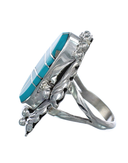Native American Navajo Turquoise Sterling Silver Ring Size 8 JX124134